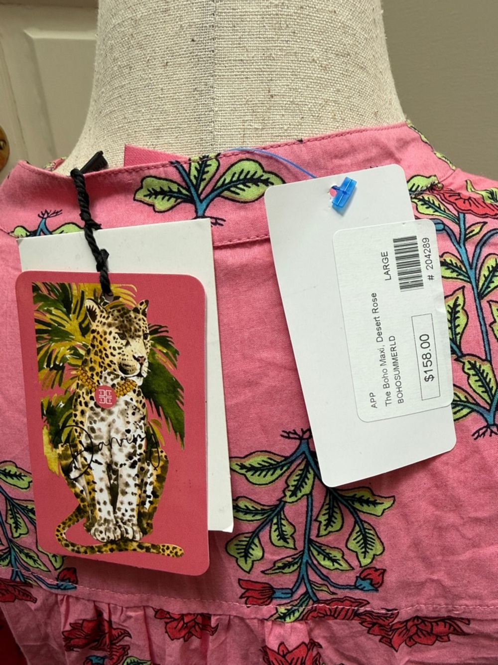 Pink Floral Tiered Maxi Dress with Button V-Neck - Picture 2 of 3